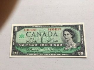 1 Billet De Banque 1$ Du Canada 1967 Cunc Préfix Fp