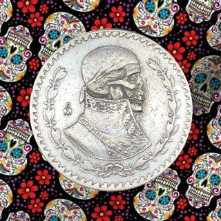1964 Hand Carved Hobo Nickel Style Silver Mexico Un Peso Ooak Skinny Marco