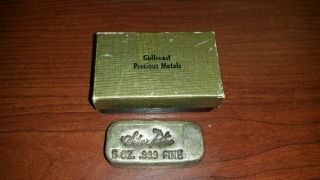 Old Poured 5 Oz Silver Bar.  Silver Towne.  999 Serial 12993 Silvertowne