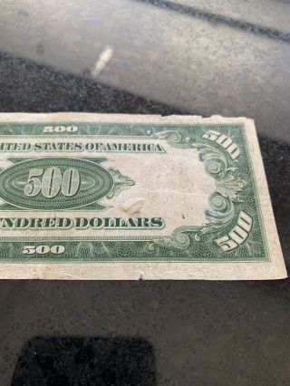 1934 Washington D.  C.  $500 Dollar Bill Federal Reserve Note Green Seal 3