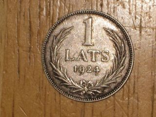 Latvia 1924 Silver Lats Coin Very Fine