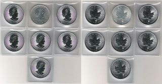 Seven (7) Canada 1 Ounce Silver Maple Leaf various dates 2