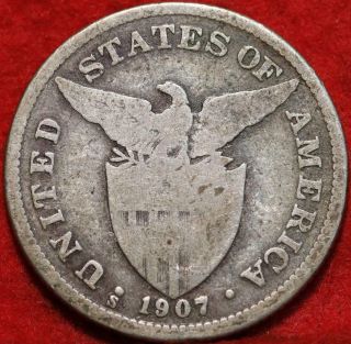 1907 - S Philippines 50 Centavos Silver Foreign Coin