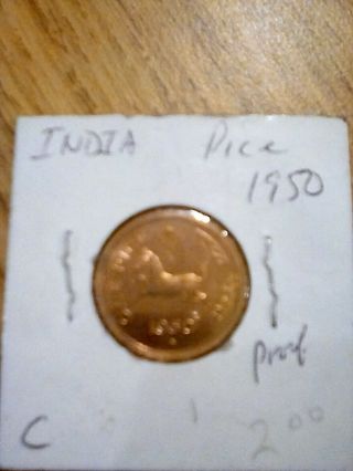 India 1 Pice 1950 (b) Proof