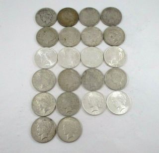 22 United States Peace Silver $1 Dollar Coins 1922 - 1926 Grade Fine - Uncirculated
