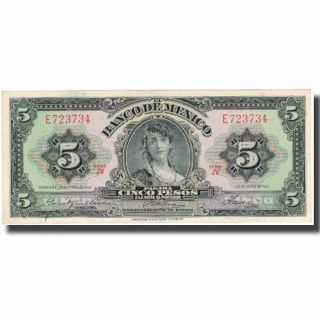 [ 630123] Banknote,  Mexico,  5 Pesos,  1961 - 01 - 25,  Km:60g,  Au (50 - 53)