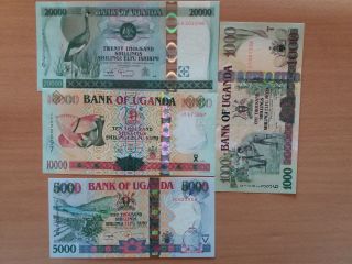 Uganda Set Of 20000,  10000,  5000,  1000 Shillings 2009 Unc