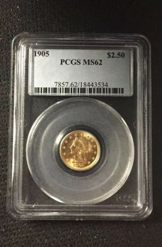 One State 1905 - P $2.  50 Gold Quarter Eagle Pcgs Graded Ms62 Booming Luster