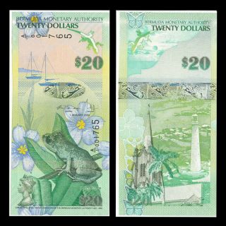 Bermuda 20 Dollars,  2009 (2013),  P - 60b,  Prefix A/1,  Unc