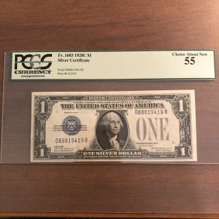 Fr.  1603 1928c $1 Silver Certificate Choice About 55 Scarce
