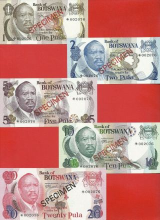 Botswana 1979 Specimen Set Of 5 Matching Number With 2076 Unc