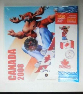 2008 Rcm Canada Day Colorized 25 Cents Coin Uncirculated