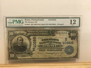 The Farmers National Bank Of Rome Pennsylvania Date Back Charter 10246 Pa