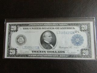 1914 Fr 1011b $20 SAN FRANCISCO Federal Reserve Note WHITE / MELLON AU 2