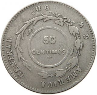 Costa Rica 50 Centimos 1923 Over 1886 T63 259