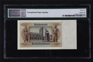 1942 Germany Reichsbanknote 5 Rentenbank Pick 186a PMG 65 Gem UNC 2