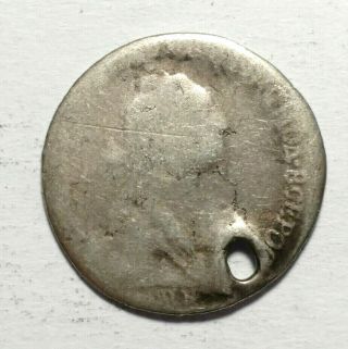 1768 Russia 10 Kopek Silver Coin.  75 Fineness,  Catherine II (holed) 2