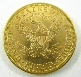 1881 $5 Dollar U.  S.  Gold Liberty Half Eagle Coin About Uncirculated - Uncirculated 2
