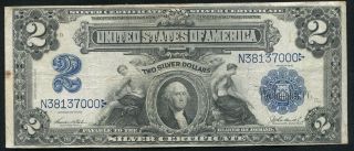 Fr.  256 1899 $2 Two Dollars Large Size Silver Certificate Currency Note Vf,