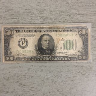 1934 $500.  00 Federal Reserve Note