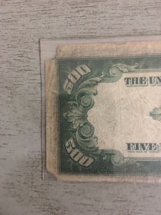 1934 $500.  00 federal reserve note 7