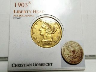 1903s Usa $5 Five Dollar Gold Liberty Head Half Eagle Coin