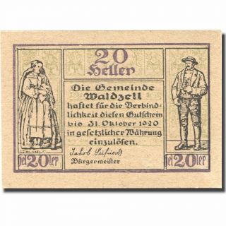 [ 275357] Banknote,  Austria,  Waldzell,  20 Heller,  Personnage,  1920 Unc (63)