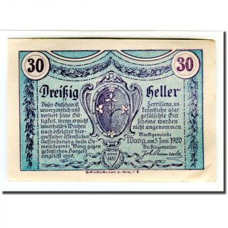 [ 661920] Banknote,  Austria,  Wang N.  Ö.  Marktgemeinde,  30 Heller,  Village 1