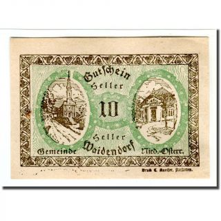 [ 662243] Banknote,  Austria,  Waidendorf N.  Ö.  Gemeinde,  10 Heller,  Personnage