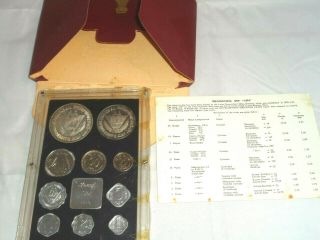 1974 The Republic Of India 10 Piece Proof Coin Set Uncirculated With Toning