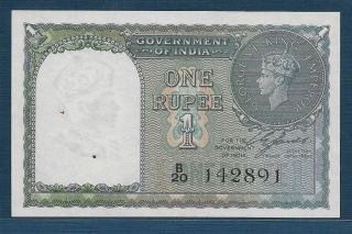 India 1 Rupee,  1940,  P 25a,  Unc With Usual Pinhole