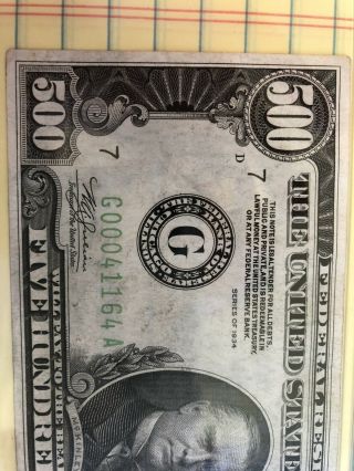 AC 1934 $500 FIVE HUNDRED DOLLAR BILL Chicago PMG 35 8