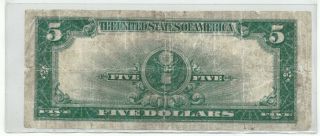 1923 $5 Porthole Five Dollar Bill Large Silver Certificate Demand Note Lincoln 2