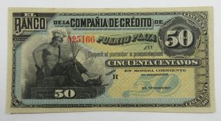 Dominican Republic.  Banco De La Comp E Credito 1880s 50ctvs P - S102a Au