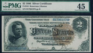 Fr.  244 1886 $2 Silver Certificate Pmg 45