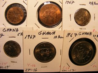 Ghana 1967,  6 Different Uncirculated Coins