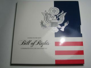 1993 Us Bill Of Rights Proof Silver Half Dollar.  Stamp & Coin.  17