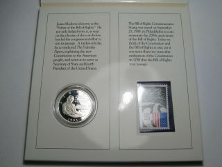 1993 US Bill of Rights Proof Silver Half Dollar.  Stamp & Coin.  17 2