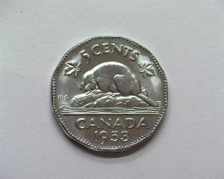 Canada 1953 5 Cents - No Shoulder Fold - Gem,  Uncirculated