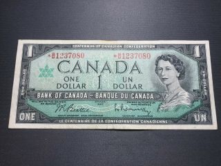 1954 Bank Of Canada $1 Replacement Note B/m 1237080 - Old Canadian Bill