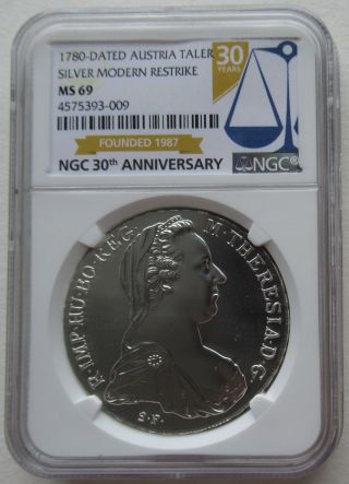 Ngc Ms69 Austria Engraved 1780 Austria Dated Taler Modern Restrike Silver Coin