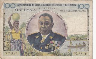 100 Francs Fine Banknote From French Equatorial Africa & Cameroun 1957 Pick - 32