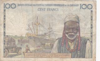 100 FRANCS FINE BANKNOTE FROM FRENCH EQUATORIAL AFRICA & CAMEROUN 1957 PICK - 32 2