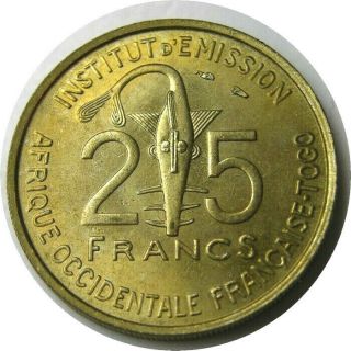 Elf French West Africa Togo 25 Francs 1957 Rhim Gazelle