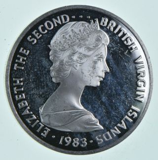 World Coin - 1983 British Virgin Islands 10 Dollars - World Silver Coin 30g 331