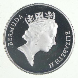 Roughly Size Of Quarter - 1988 Bermuda 1 Dollar - World Silver Coin 187