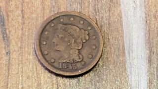 1845 United States America One Large Cent Copper Coin Liberty Head Braided Hair