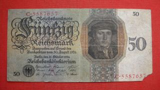 50 Reichsmark/money From German Land 1924,  In Very