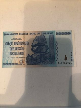 Zimbabwe 100 Trillion Dollars 2008 In