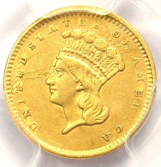 1856 Indian Gold Dollar Coin G$1 - Certified Pcgs Au Details (scratched)